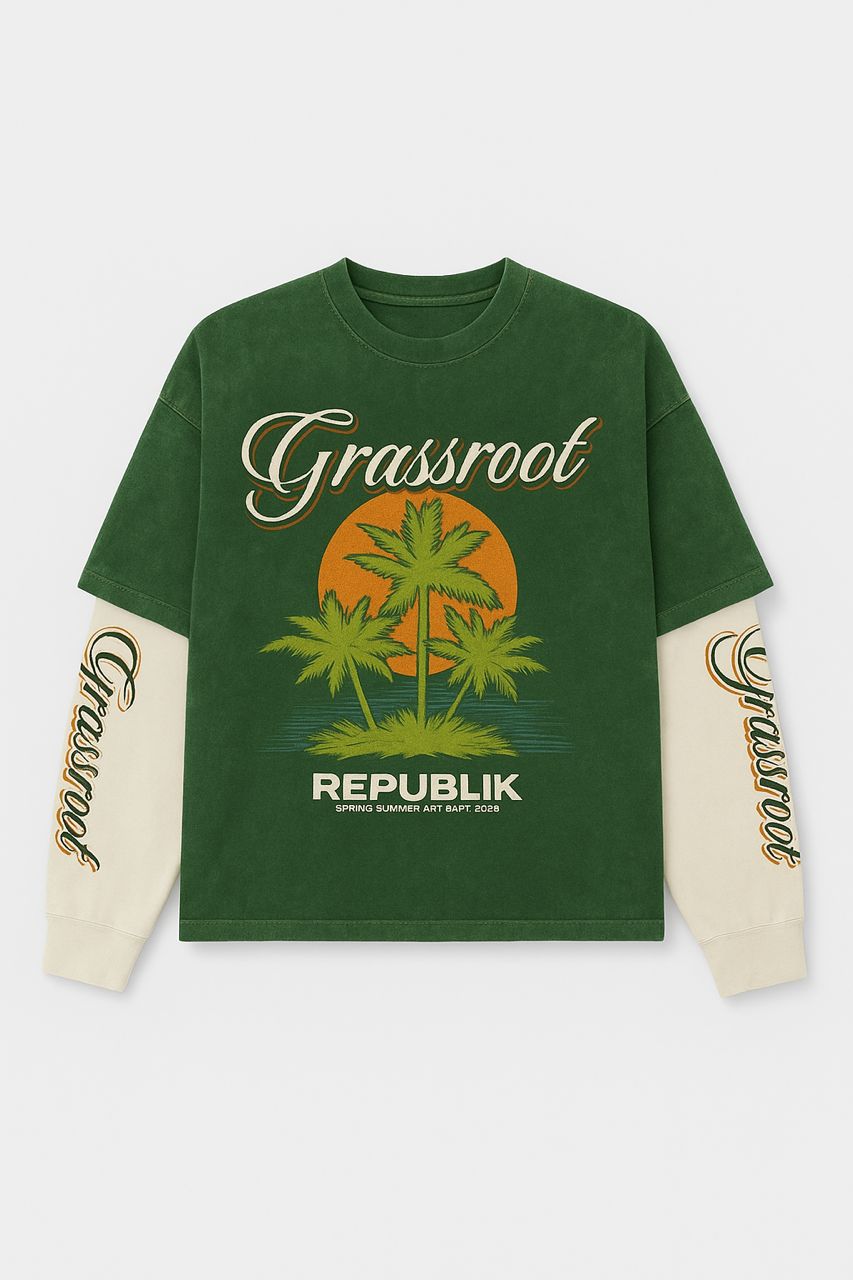 Green Tropical Grassroot Layered Tee